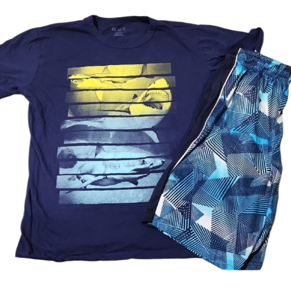 Place Navy Graphic Tee 14 Athletic Short 10/12